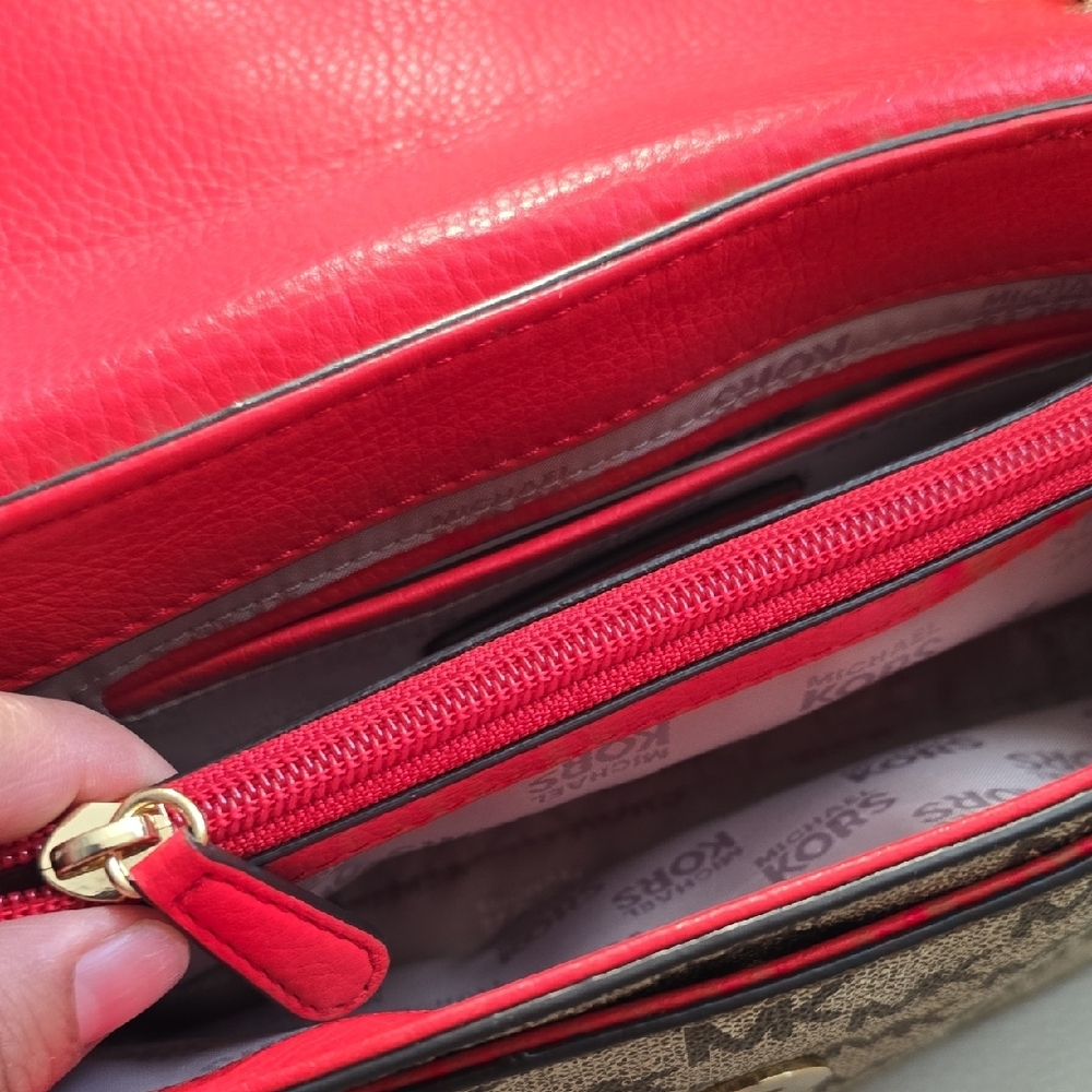 Michael Kors Orange and Brown Fulton Shoulder Bag, Preowned - Picture 9 of 15